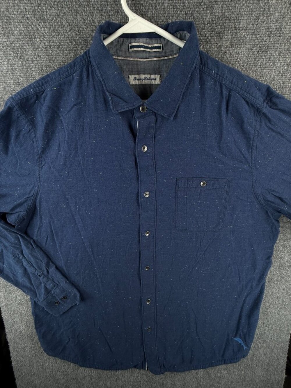 Tommy Bahama Blue Button Up Shirt Men Long Sleeve XLT Tall Combed Cotton Soft